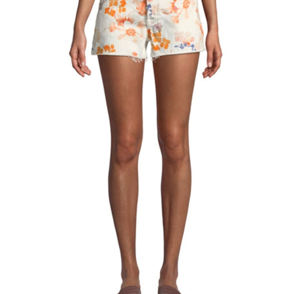 7 For All Mankind Floral Cut-Off Denim Shorts